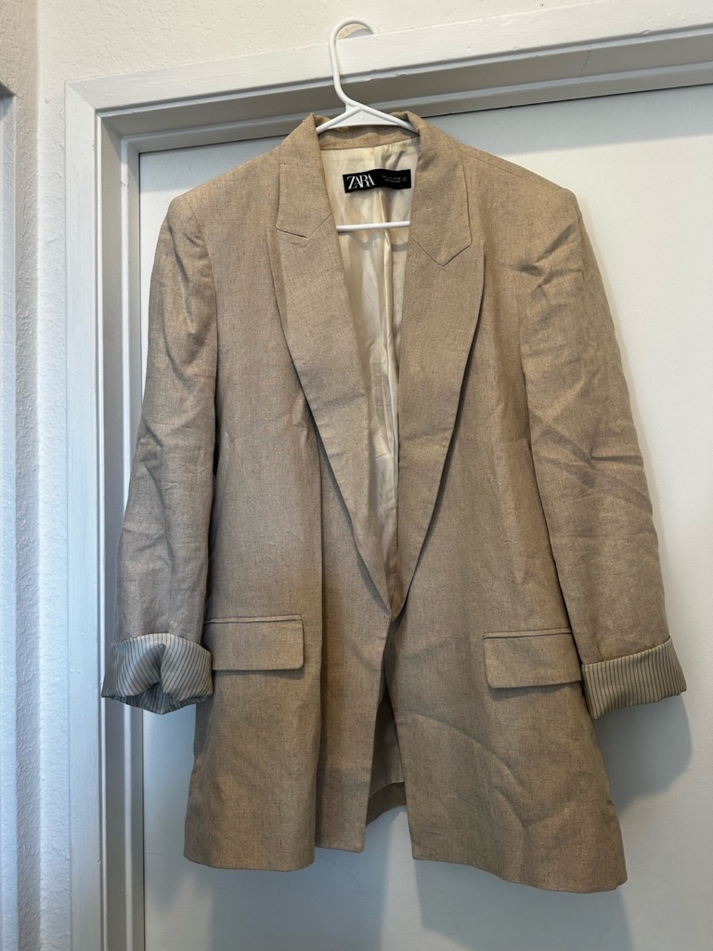 ZARA Beige Oversized Tailored Blazer